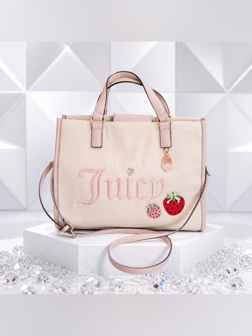 Juicy Couture Pink Cream Strawberry Tote Bag